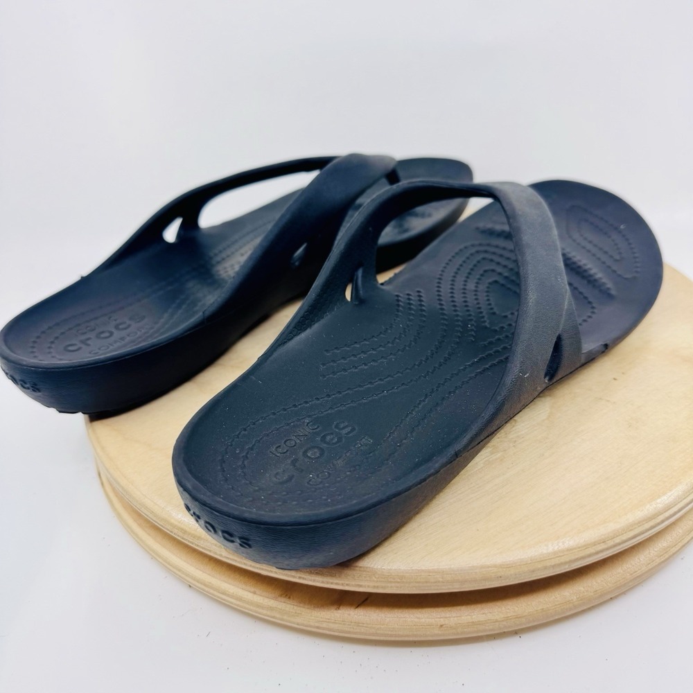 Crocs Kadee II Flip Flops Womens 10 Black Comfort Slip-On Summer Sandals thong - Picture 5 of 8